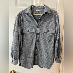 Max Studio Black & Gray Plaid Shacket Top M
